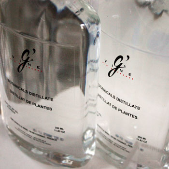 Sample bottles at G'Vine gin.